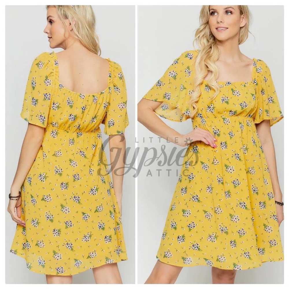 Little Purple Flowers Sunshine Babydoll Dress - Picture 3 of 8